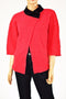 JM Collection Womens Wool Red Cross Over Velvet-Trim Cardigan Shrug Top Petite L