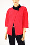 JM Collection Womens Wool Red Cross Over Velvet-Trim Cardigan Shrug Top Petite L