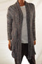 American Rag Cie Women Black Open Front Marled Mixed-Knit Long Cardigan Shrug XS