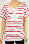 Karen Scott Women's Cotton Red Embellished Star Striped Blouse Top Plus 0X