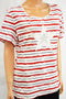 Karen Scott Women's Cotton Red Embellished Star Striped Blouse Top Plus 0X