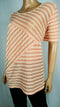ALFRED DUNNER Women Short Sleeve Scoop Textured Striped Peach Blouse Top Plus 1X