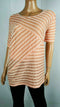 ALFRED DUNNER Women Short Sleeve Scoop Textured Striped Peach Blouse Top Plus 1X