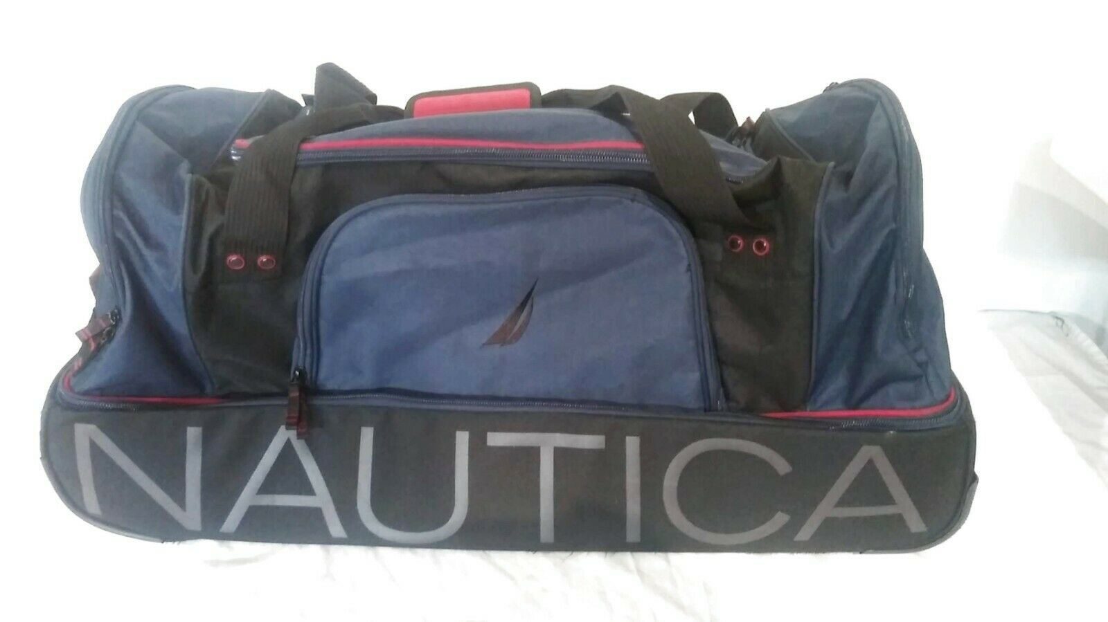 Newer shops Gorgeous NAVY & PINK Nanaestores Nautica Westport 32″ Rolling Duffel Wheel