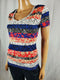 Tommy Hilfiger Women Short Sleeve Multi Print T-Shirt Blouse Top V-Neck Size M - evorr.com