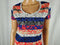 Tommy Hilfiger Women Short Sleeve Multi Print T-Shirt Blouse Top V-Neck Size M - evorr.com