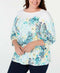 Charter Club Women 3/4 Sleeve Boat-Neck Print Button Blouse Tunic Top Plus 2X - evorr.com