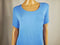 JM Collection Women's Scoop Neck Short Sleeve Solid Stretch Blue Tunic Blouse L - evorr.com