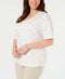 Karen Scott Women Elbow Sleeve V-Neck White Butterfly Glitter Blouse Top Plus 2X - evorr.com