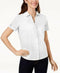 New Karen Scott Women Short Sleeve Eyelet Cotton Button Shirt Blouse Top Size M - evorr.com