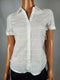 New Karen Scott Women Short Sleeve Eyelet Cotton Button Shirt Blouse Top Size M - evorr.com