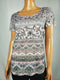 New Style&Co. Women Short Sleeve Beige Brown Print Scoop Neck U-Hem Blouse Top M - evorr.com