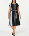 $99 New ALFANI Women's Scoop-Neck Black Multi Striped Belted Midi Dress Plus 22W - evorr.com