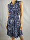 $99 Charter Club Womens Sleeveless Henley Flared Belted Printed Dress Petite 8P - evorr.com