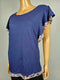 New Maison Jules Women Blue Printed Hem Trim Flutter Sleeve Blouse Top Size 2XL - evorr.com