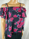 The Edit By Seventeen Women Black Floral Spaghetti Cold Shoulder Blouse Top XS - evorr.com