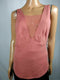 New Free People Women Sleeveless Knit Top Mesh Inset Cotton Blouse Top Pink L - evorr.com