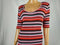 New Bar III Women Red Striped Stretch Tunic Dress Elbow Sleeve Scoop Neck Size L - evorr.com