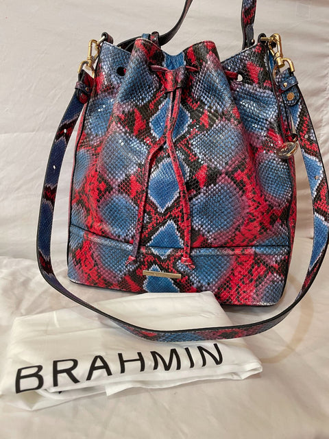 $395 Brahmin Women Leather Heat Rosen Marlowe Bucket Shoulder Drawstring Bag