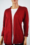 Karen Scott Womens 3/4 Sleeve Red Open Front Buttoned Cuff Cardigan Shrug Top L