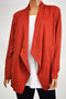 JM Collection Women's Open-Front Stretch Red Draped Suede Cardigan Shrug Top L