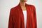 JM Collection Women's Open-Front Stretch Red Draped Suede Cardigan Shrug Top L