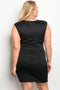 Ladies fashion plus size fitted bodycon dress with mesh details and a crew neckl - evorr.com