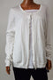 Karen Scott Women's Long-Sleeve White Pointelle Knit Cardigan Sweater Top L