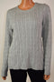 Charter Club Women Crew Neck Metallic Gray Embellished Cable Knit Sweater Top XL - evorr.com