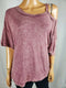 New We The Free Women Scoop Neck Cold Shoulder Sleeve Purple Blouse Top Size S - evorr.com