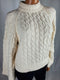 Free People Women Long Sleeve Mock Neck Pullover Sweater Cable Knit White XS - evorr.com