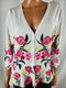 INC Women's Button-Down 3/4 Sleeves White Pink Floral Printed Cardigan Shrug 2XL - evorr.com