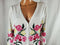 INC Women's Button-Down 3/4 Sleeves White Pink Floral Printed Cardigan Shrug 2XL - evorr.com