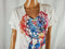 Denim & Supply Ralph Lauren Women V-Neck Digital Printed White Pullover Blouse L - evorr.com