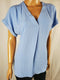 New Lauren Ralph Lauren Women Cuffed Short Sleeve Blue V-Neck Blouse Top Size M - evorr.com