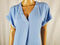 New Lauren Ralph Lauren Women Cuffed Short Sleeve Blue V-Neck Blouse Top Size M - evorr.com