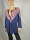 New Lucky Brand Women's 3/4 Sleeve Blue Bandana Print Henley Blouse Top Plus 2X - evorr.com