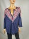 New Lucky Brand Women's 3/4 Sleeve Blue Bandana Print Henley Blouse Top Plus 2X - evorr.com