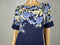 New Karen Scott Women's Elbow Sleeve Boat Neck Blue Printed Flowers Blouse Top L - evorr.com