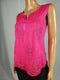 New Style&Co Women Sleeveless Hot Pink Split Neck Embroidery Blouse Top Petite S - evorr.com