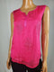 New Style&Co Women Sleeveless Hot Pink Split Neck Embroidery Blouse Top Petite S - evorr.com