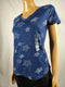 New Style&Co. Women's Short Sleeve Navy Blue V-Neck Floral Blouse Top Petite M - evorr.com