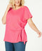 Style&Co. Women's Short Sleeve Pink Scoop Neck Side Tie Knot Blouse Top Plus 3X - evorr.com