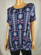 Style&Co. Womens Short Sleeve Scoop Neck Side Knot Print Blue Blouse Top Plus 2X - evorr.com