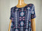 Style&Co. Womens Short Sleeve Scoop Neck Side Knot Print Blue Blouse Top Plus 2X - evorr.com