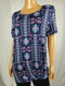 Style&Co. Womens Short Sleeve Scoop Neck Side Knot Print Blue Blouse Top Plus 2X - evorr.com