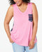 New Style&Co Women Sleeveless Pink V-Neck Contrast Pocket Blouse Top Plus 1X - evorr.com