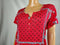 Style&Co Women's Short Sleeve Red Print Henley Asymmetrical Blouse Top Plus 3X - evorr.com