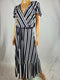 $109 INC CONCEPTS Womens Black Stripe Faux Wrap Peplum Maxi Dress Belted Plus 2X - evorr.com