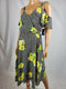 $129 INC CONCEPTS Womens Cold Shoulder Midi Dress Gingham Bouquet Print Plus 20W - evorr.com